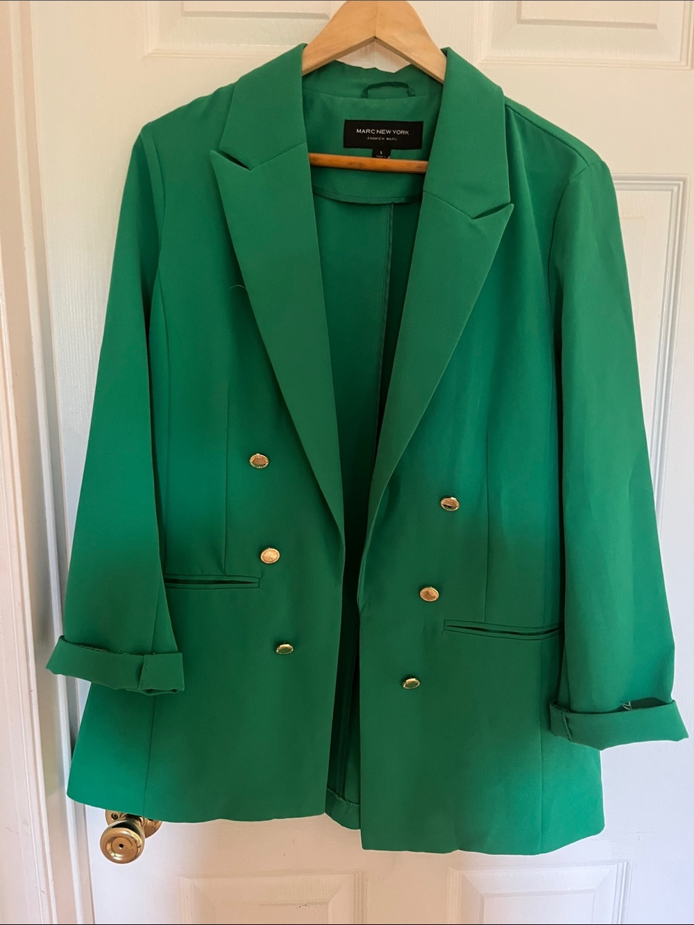 Marc New York Women's Emerald Green Double-Breasted Blazer. Size L